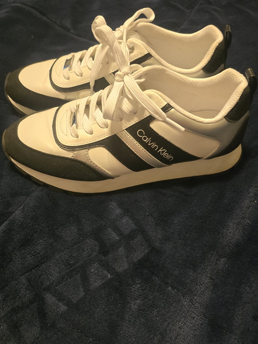 Calvin Klein White and Black Retro Runner Sneakers
